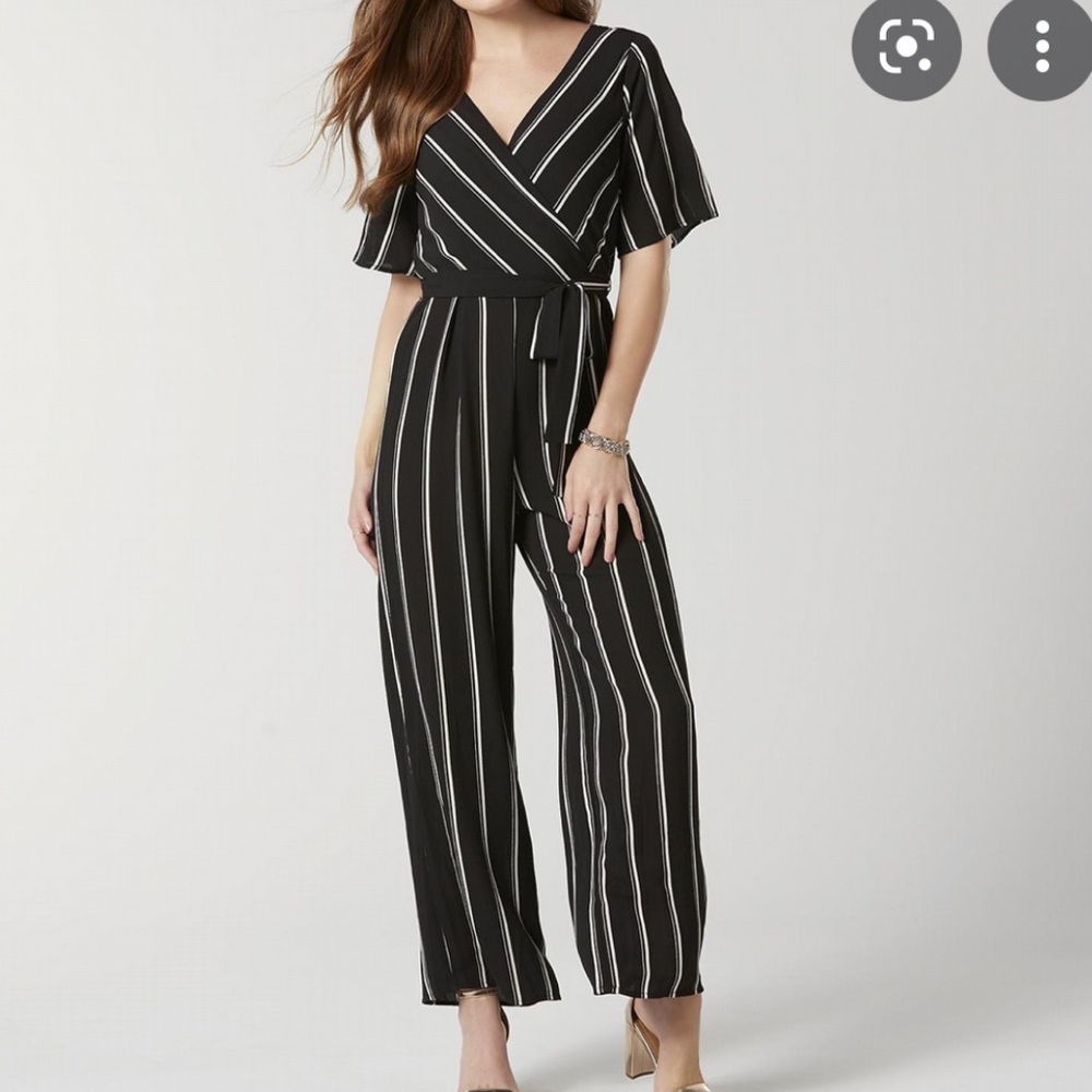 Black and White stripe Jumpsuit